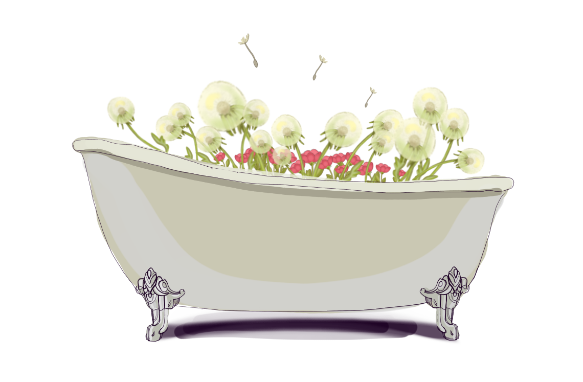 Bath tub with natural flavored bath bombs