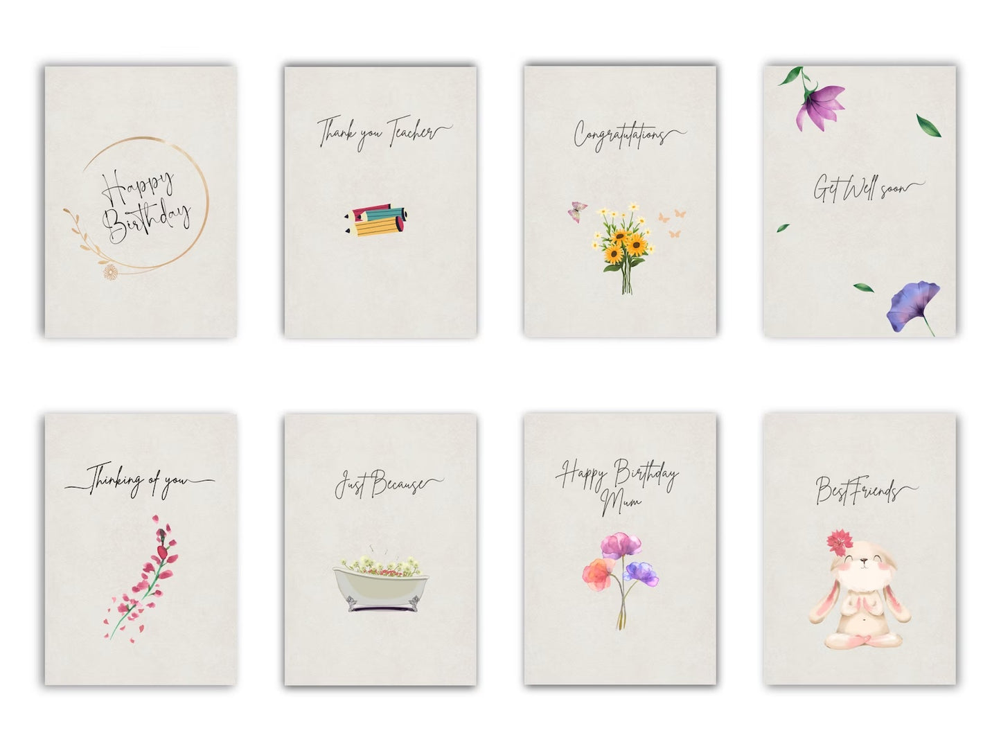 Card customisation options available to choose from.