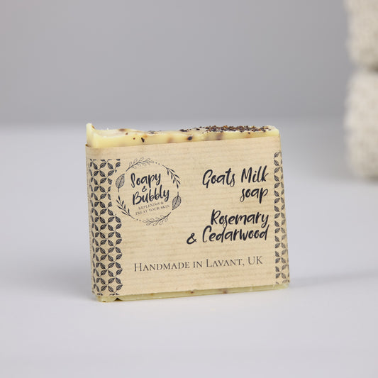 Goats Milk Soap, Rosemary, Cedarwood and Rosehip Powder